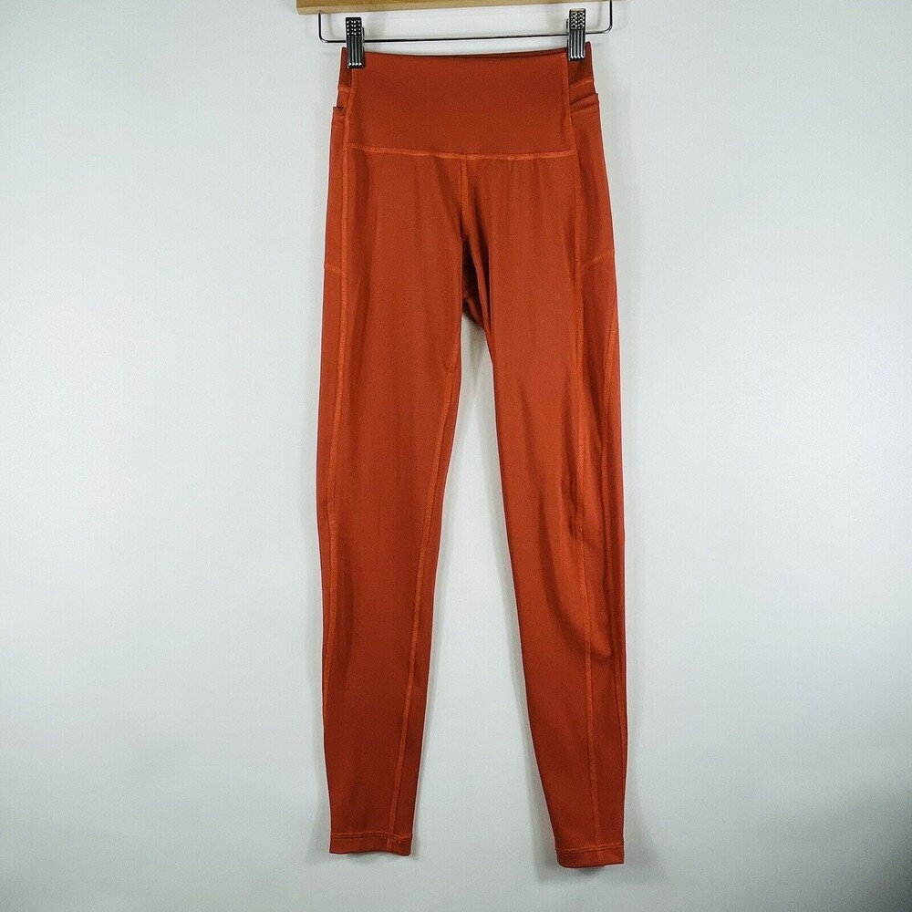 Thrive Societe Leggings Womens XS Orange High Waist Pockets Athletic Active Yoga